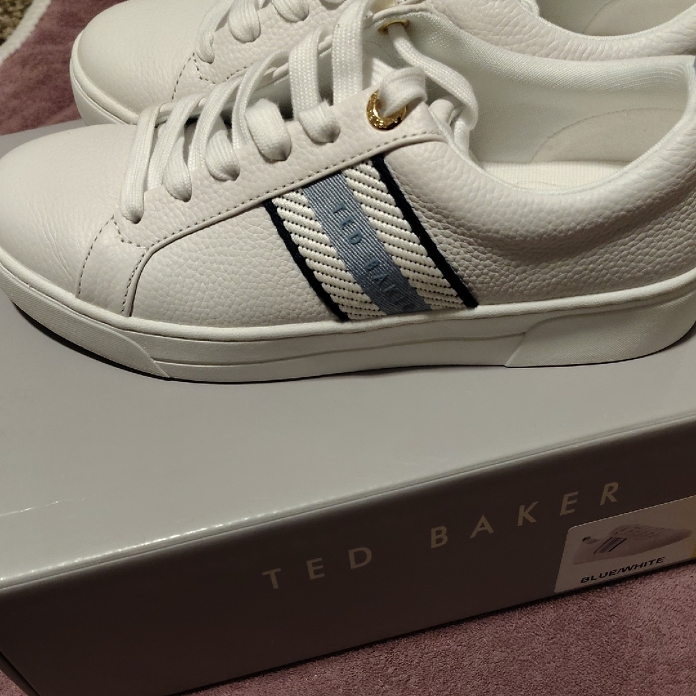 Ted Baker White Sneakers with Light Blue Accents